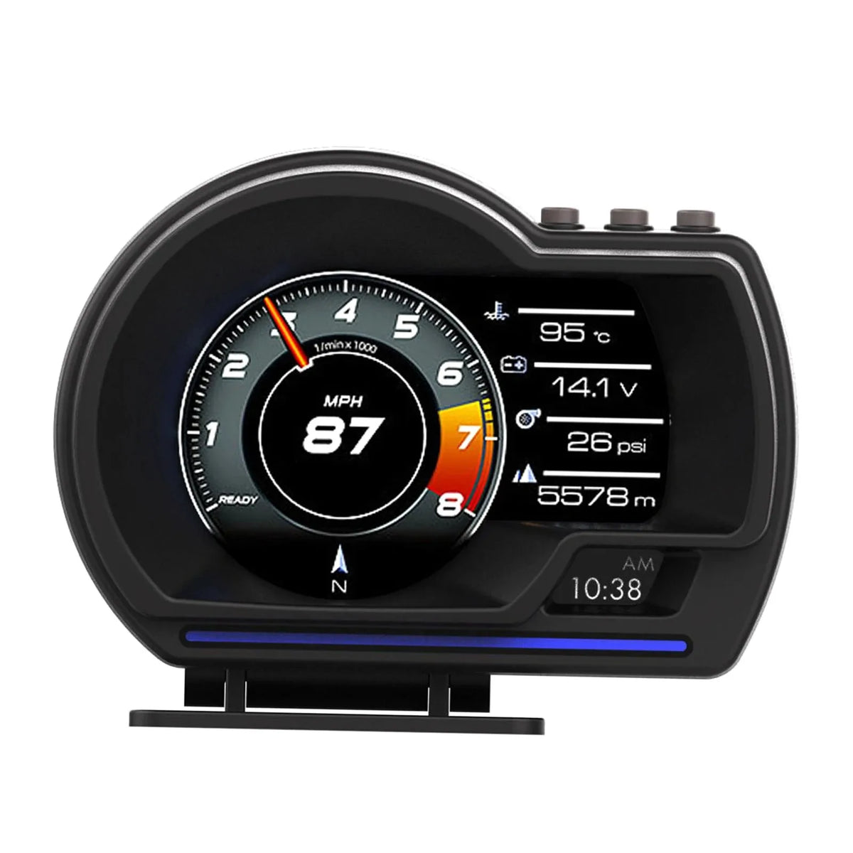OBD2 Car HUD GPS Speedometer Turbo RPM Alarm HD Display