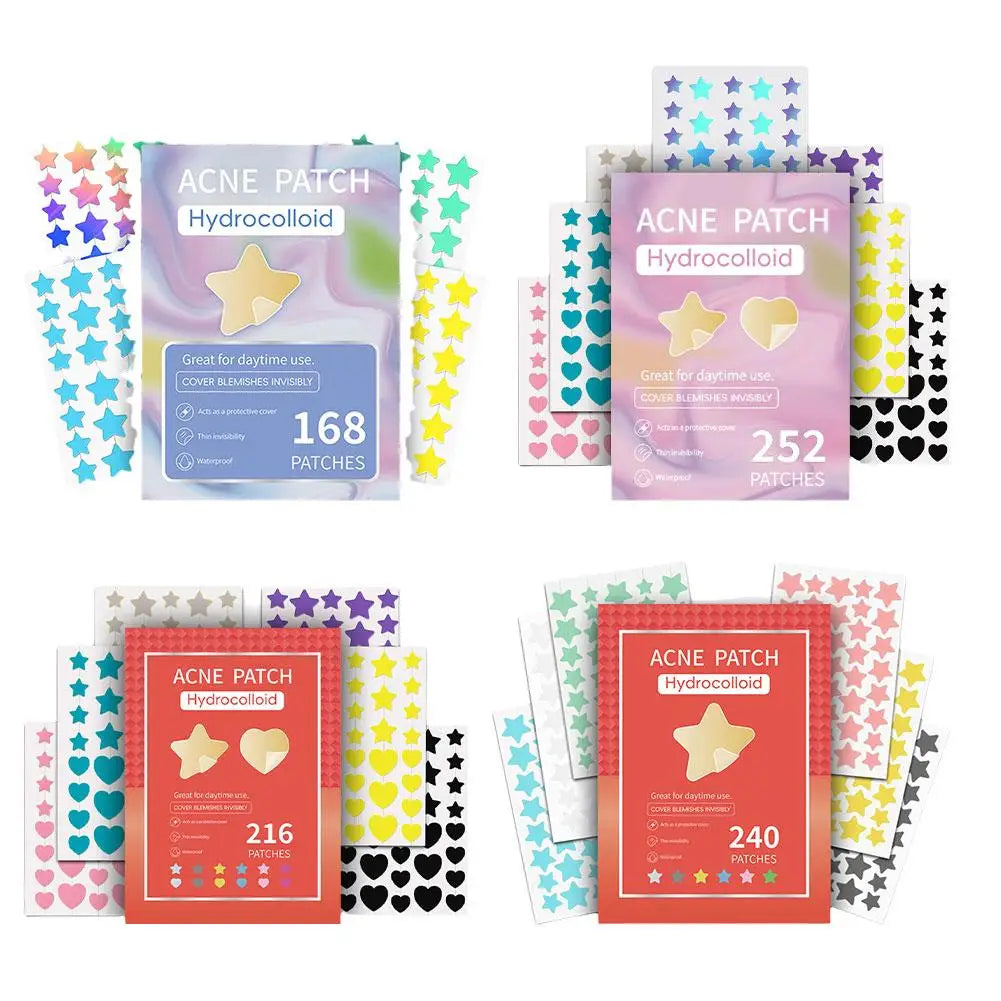 Colorful Star & Heart Hydrocolloid Acne Pimple Patches 168–252pc