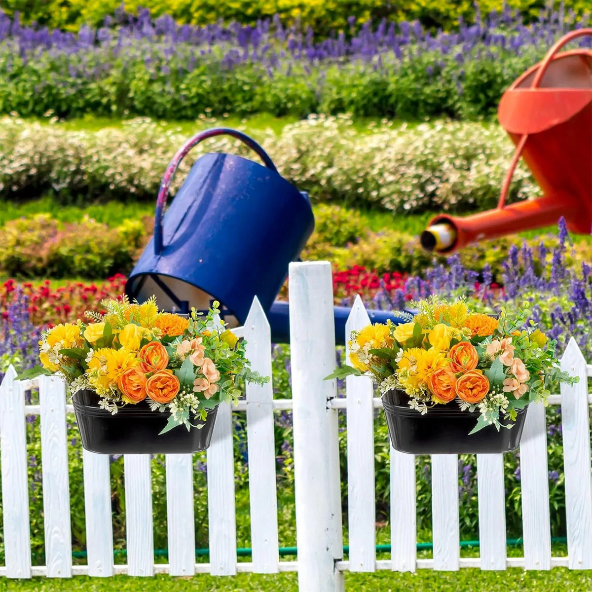 Metal Hanging Flower Pot with Hook | Fence & Balcony Planter