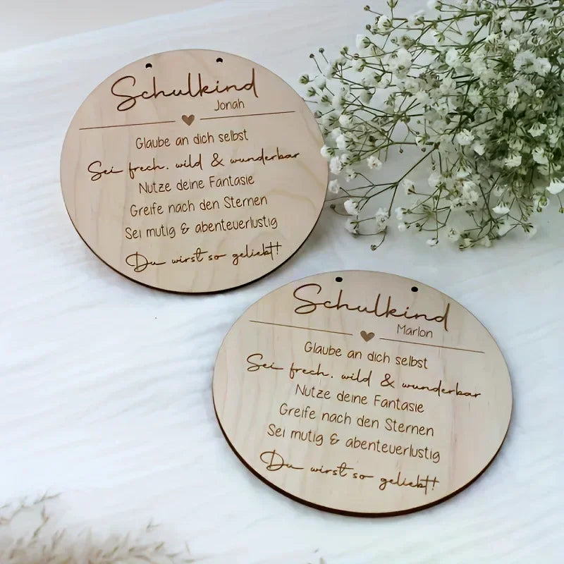 Wooden Baby Milestone Photo Prop Plate | "Hello World"
