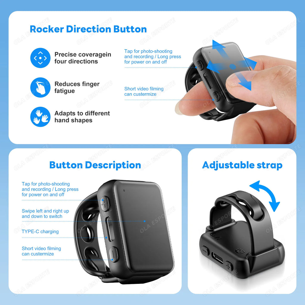 Bluetooth Fingertip Ring Remote – Selfie & Page Turner