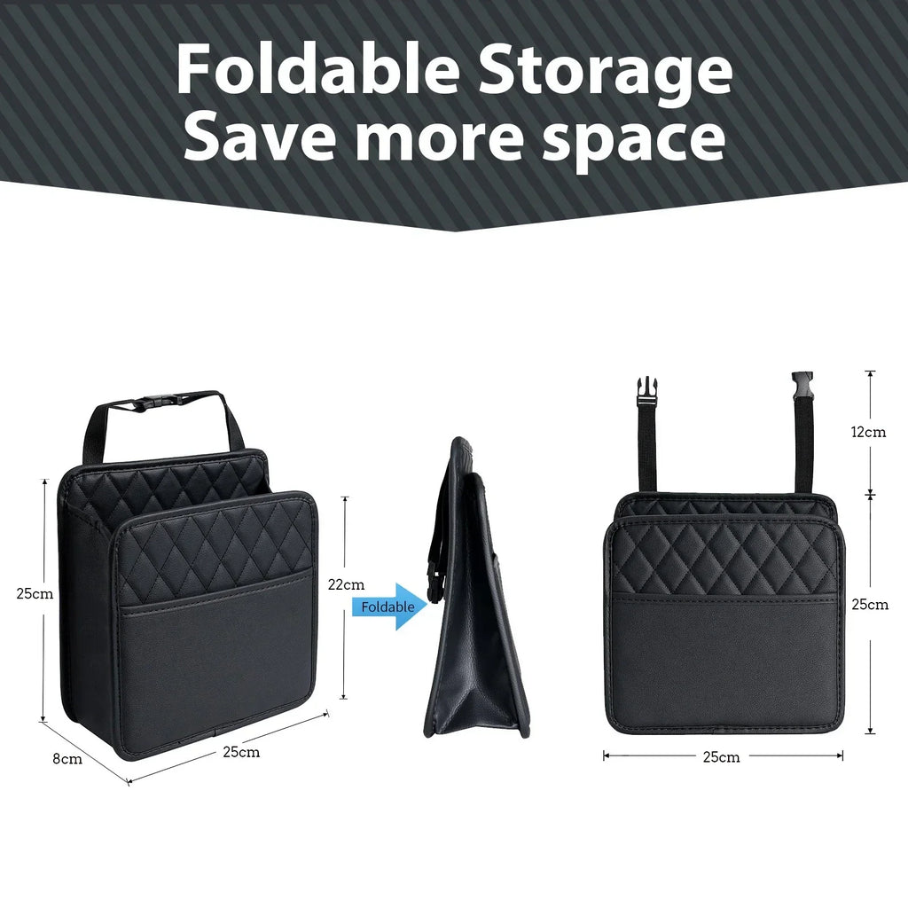 Multi-functional Car Seat Back Storage Bag Leather Garbage Can Most