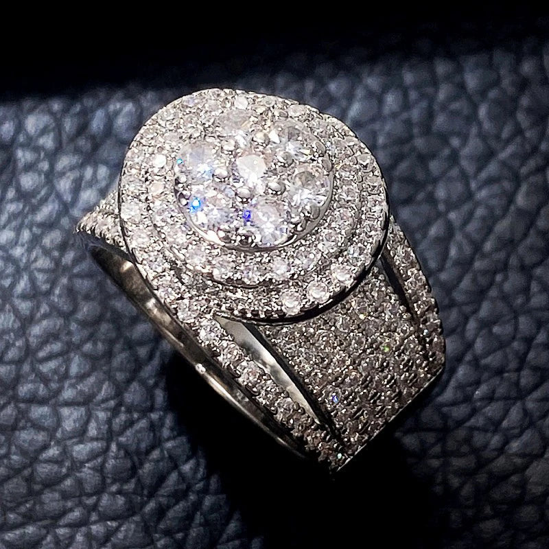 Huitan CZ Wedding Ring for Women – Sparkling Geometric Design