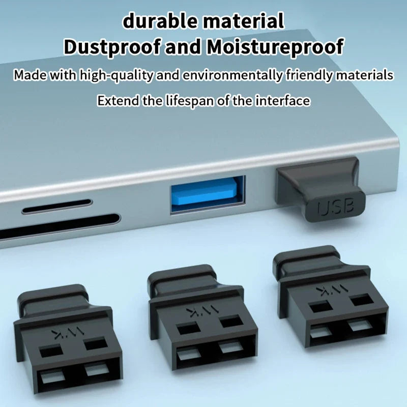 USB Type-A Dust Plugs 5/10 Pack – Port Covers with Handle