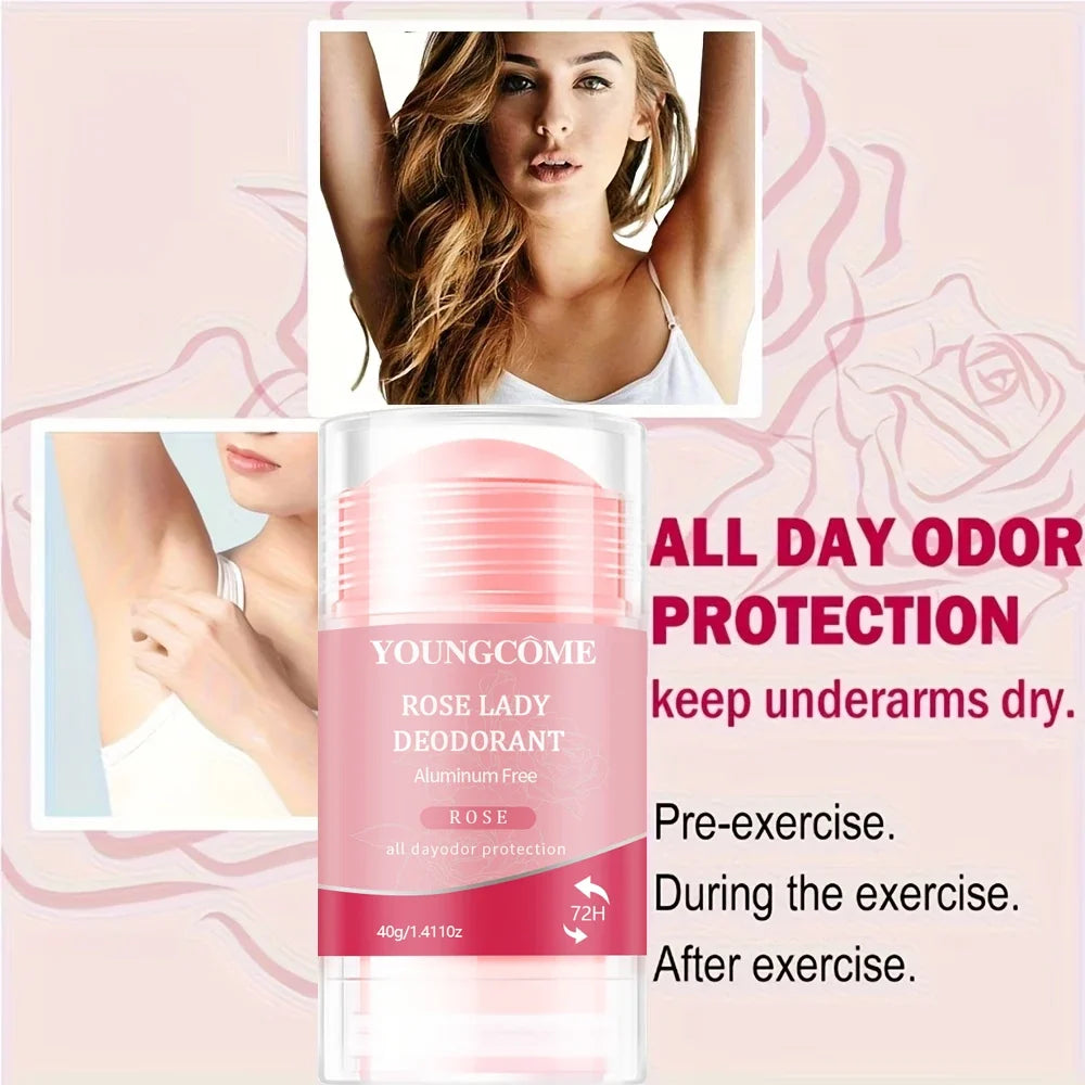 Women Deodorant Stick Rose Lady Solid Underarm Sweat Odor Control All