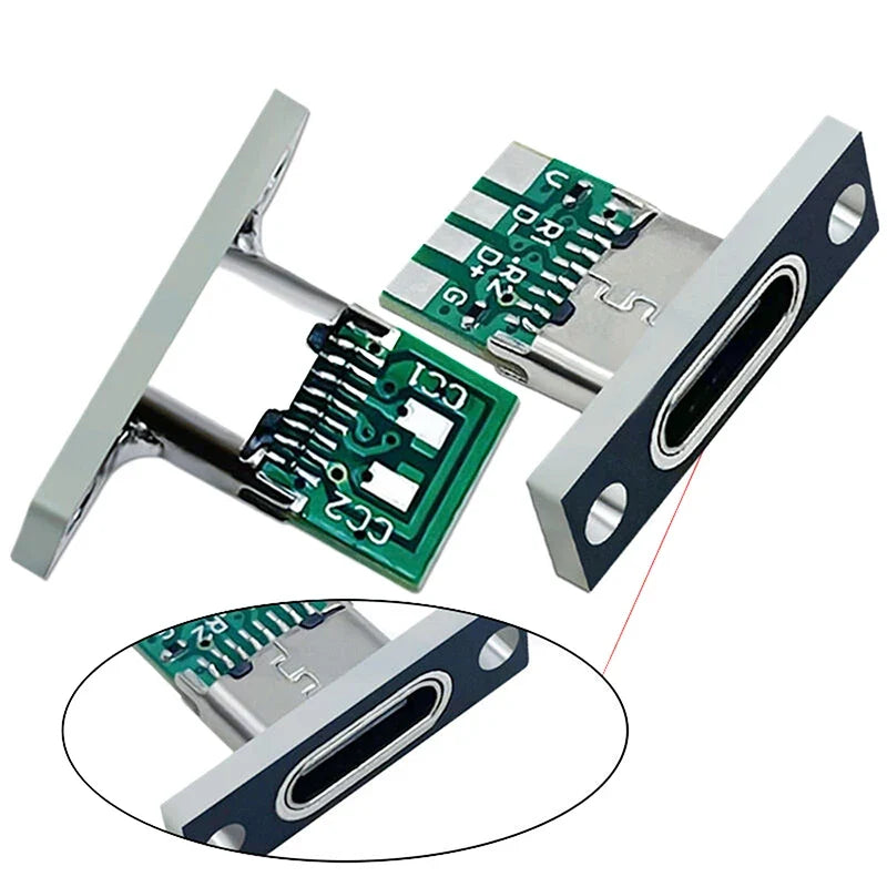 5-Pack USB 3.1 Type-C Female Socket Connector with Screw Plate