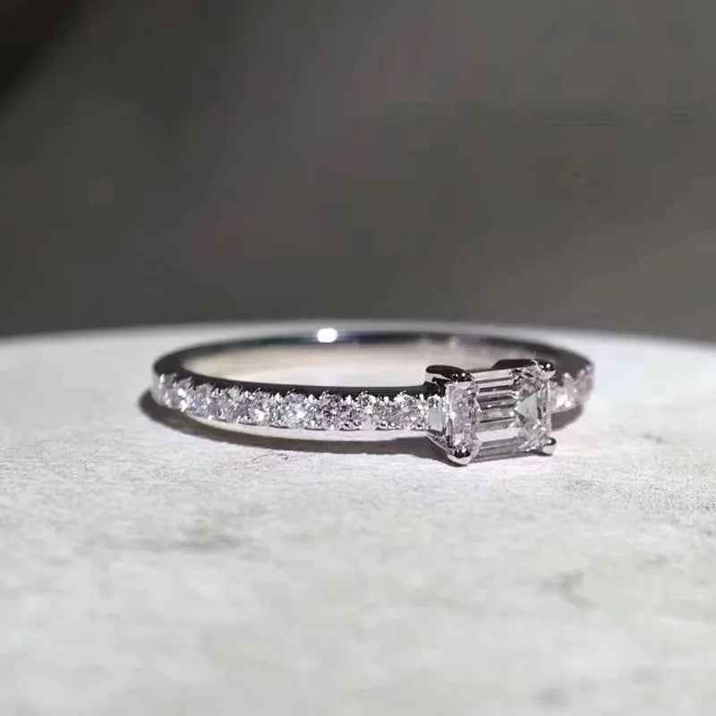 Huitan Thin CZ Ring for Women – Minimalist Daily Wear Jewelry