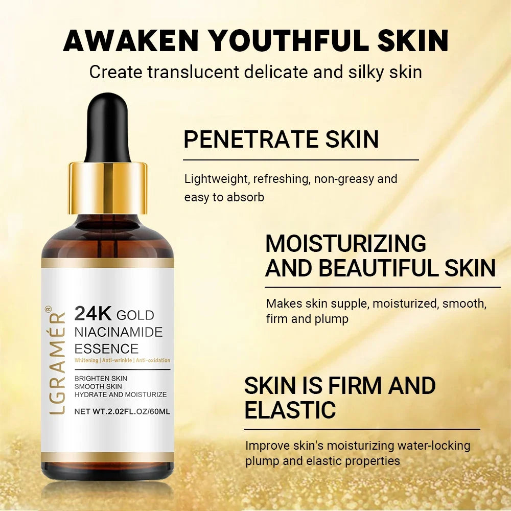 24K Gold Face Serum – Nicotinamide & Hyaluronic Acid Anti-Aging