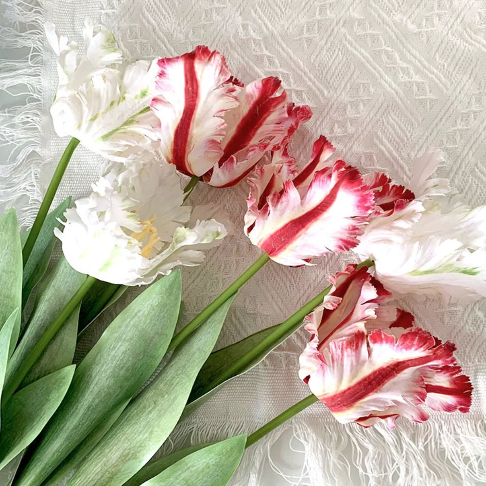 Luxury 3D Parrot Tulip Branch Real Touch Artificial Flowers Wedding