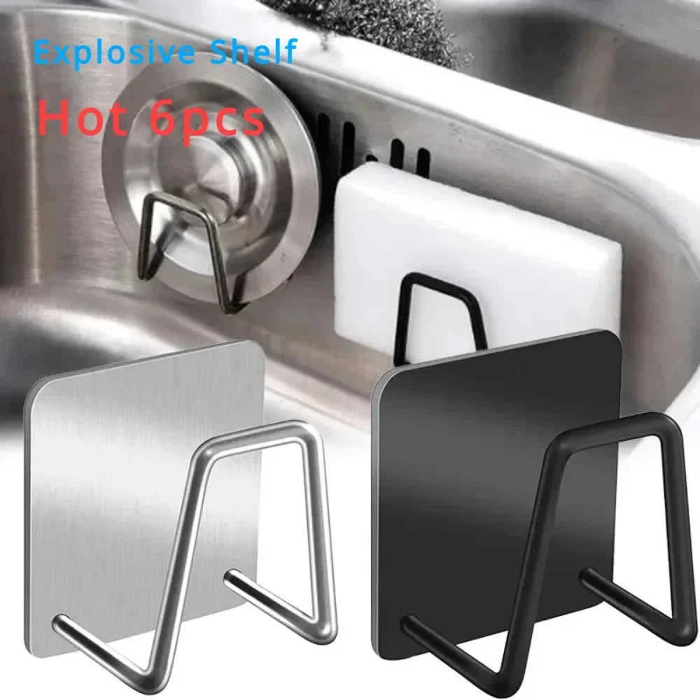 Stainless Steel Wall-Mounted Sponge Holder & Kitchen Rack