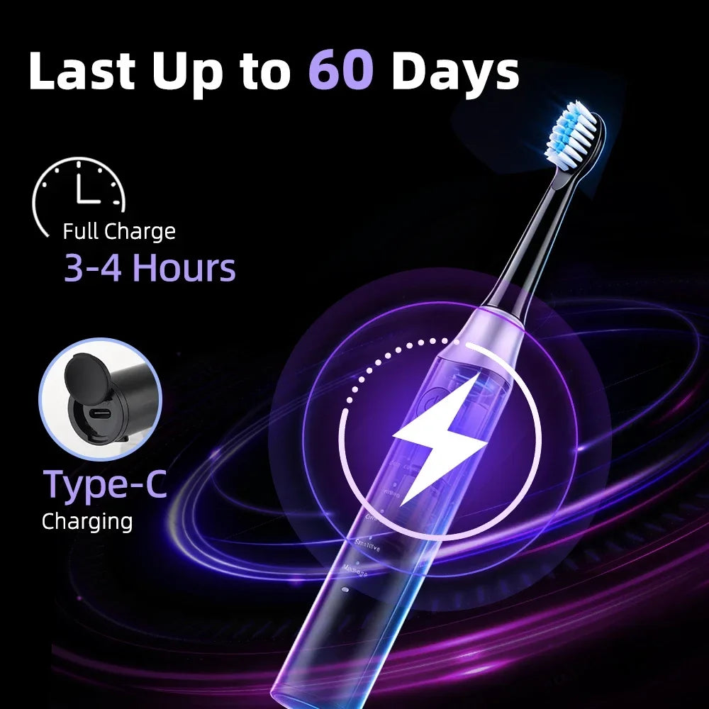 AFDEAL Sonic Electric Toothbrush – 5 Modes, IPX7, 4 Heads
