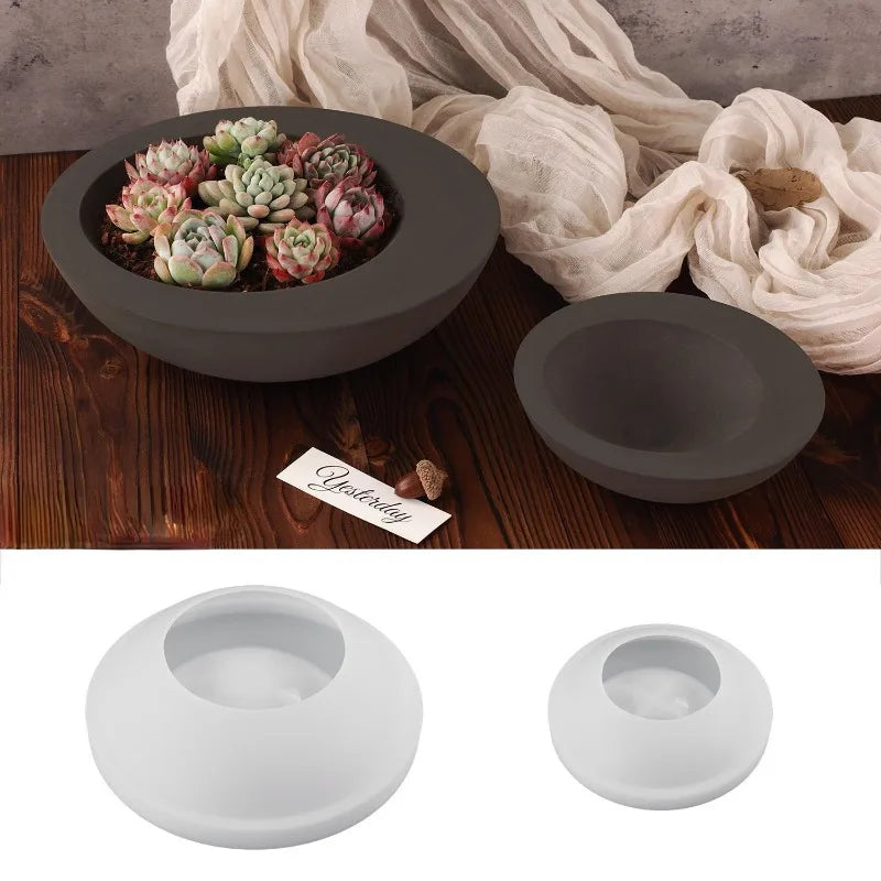 Round Silicone Flower Pot Mold – DIY Candle & Cement Planter