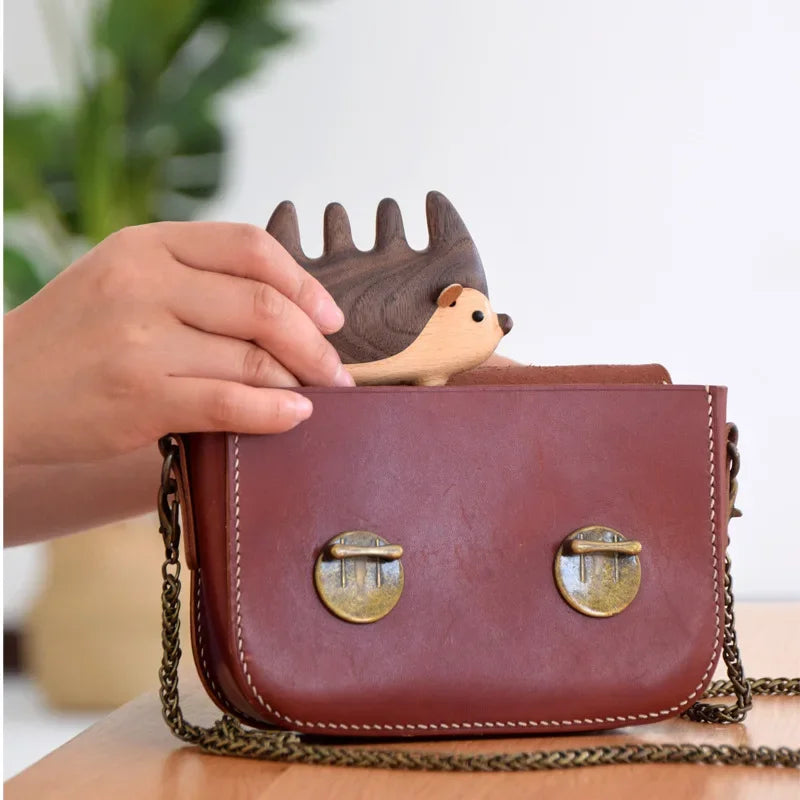 Cartoon Hedgehog Black Walnut Wood Scalp Massage Comb