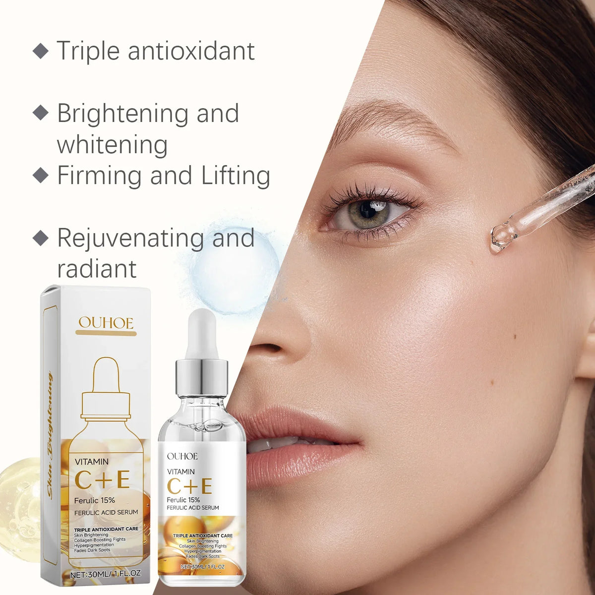 Vitamin C & E Brightening Facial Serum – Firming & Pore Care