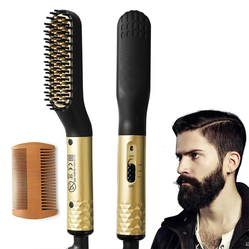 2-in-1 Hair Straightening Comb & Beard Styler | Fast Heating