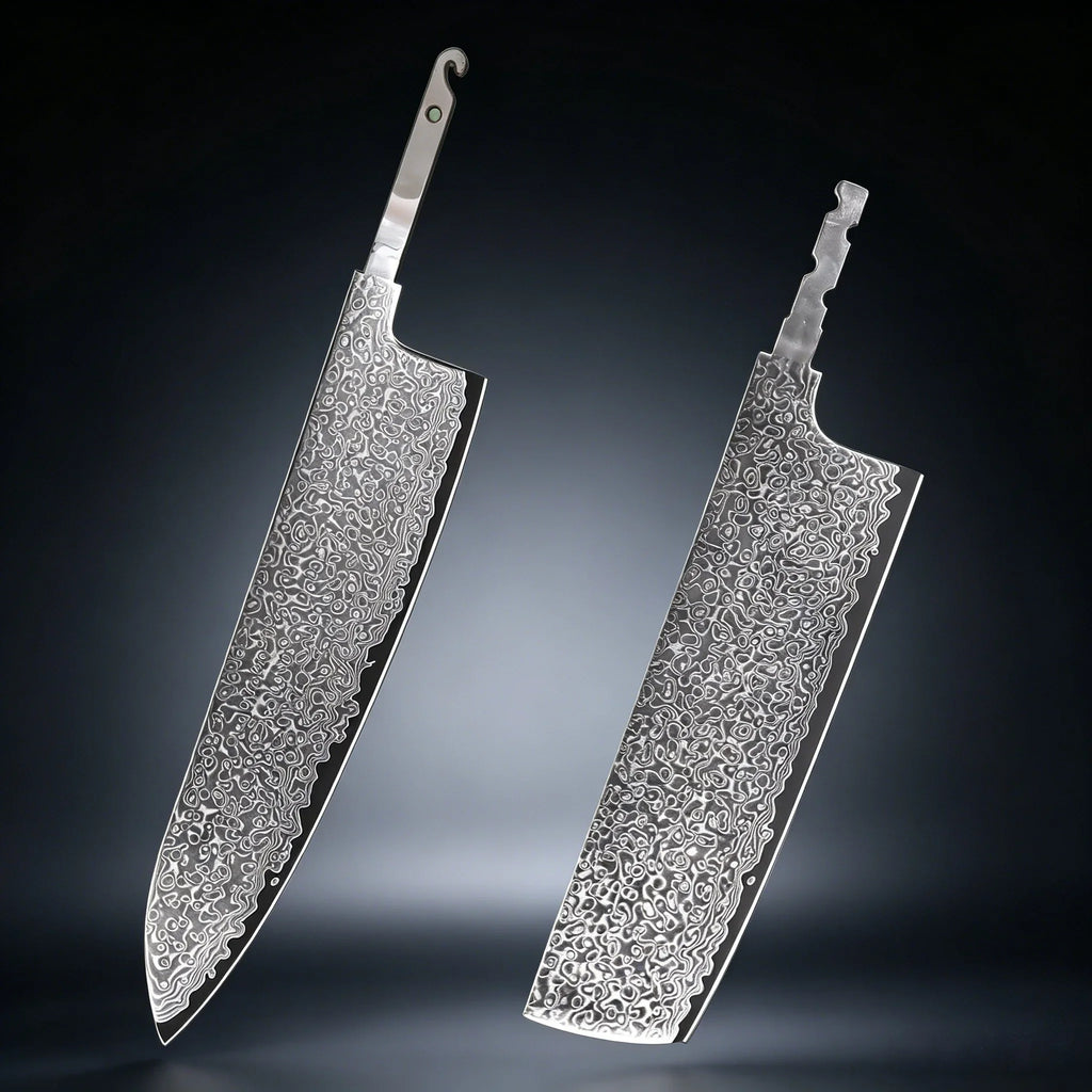 2-Pack 67-Layer Damascus Steel Chef Knife Blanks – DIY Kit