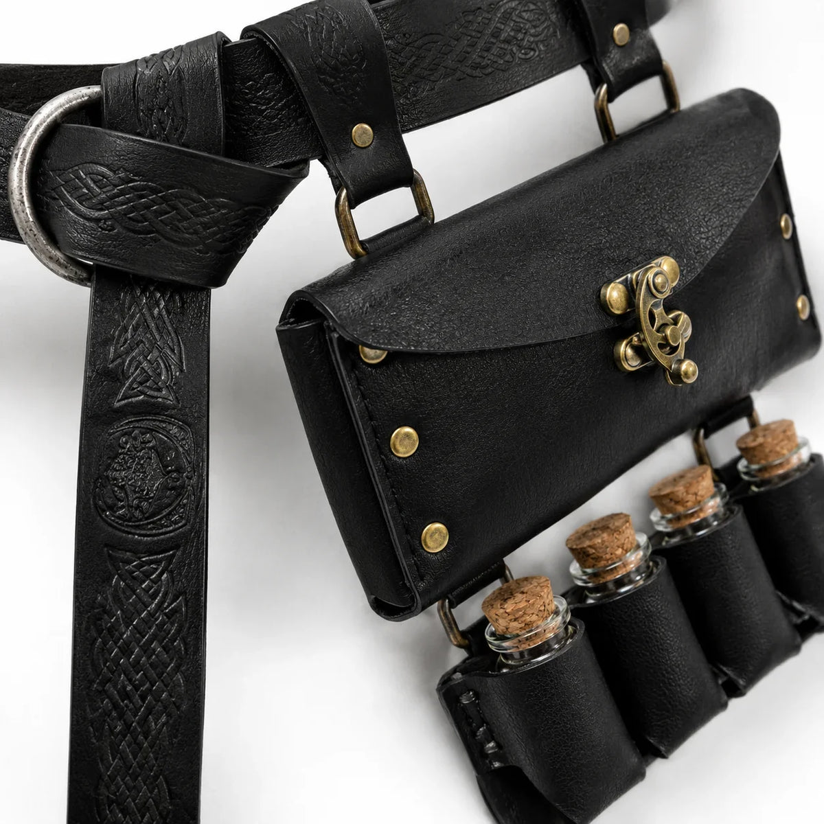 Vintage Viking Leather Belt Pouch Potion Holders Medieval Cosplay