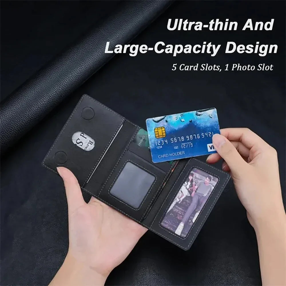 PU Leather Credit Card Holder | Magnetic Snap Business Wallet