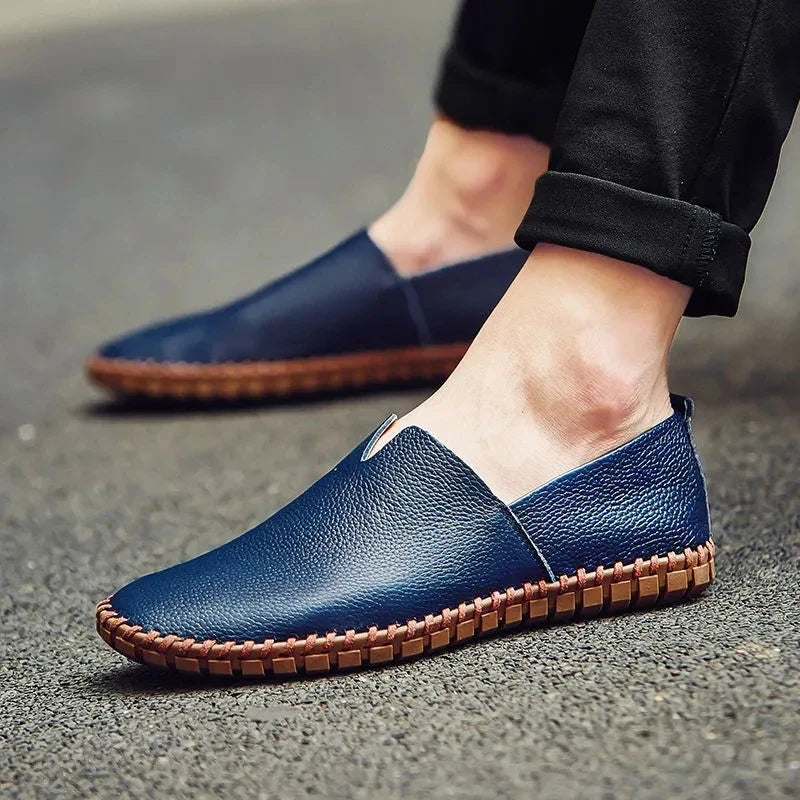 Lorilury Men's Leather Moccasin Loafers | Sizes 6–15 | Slip-On