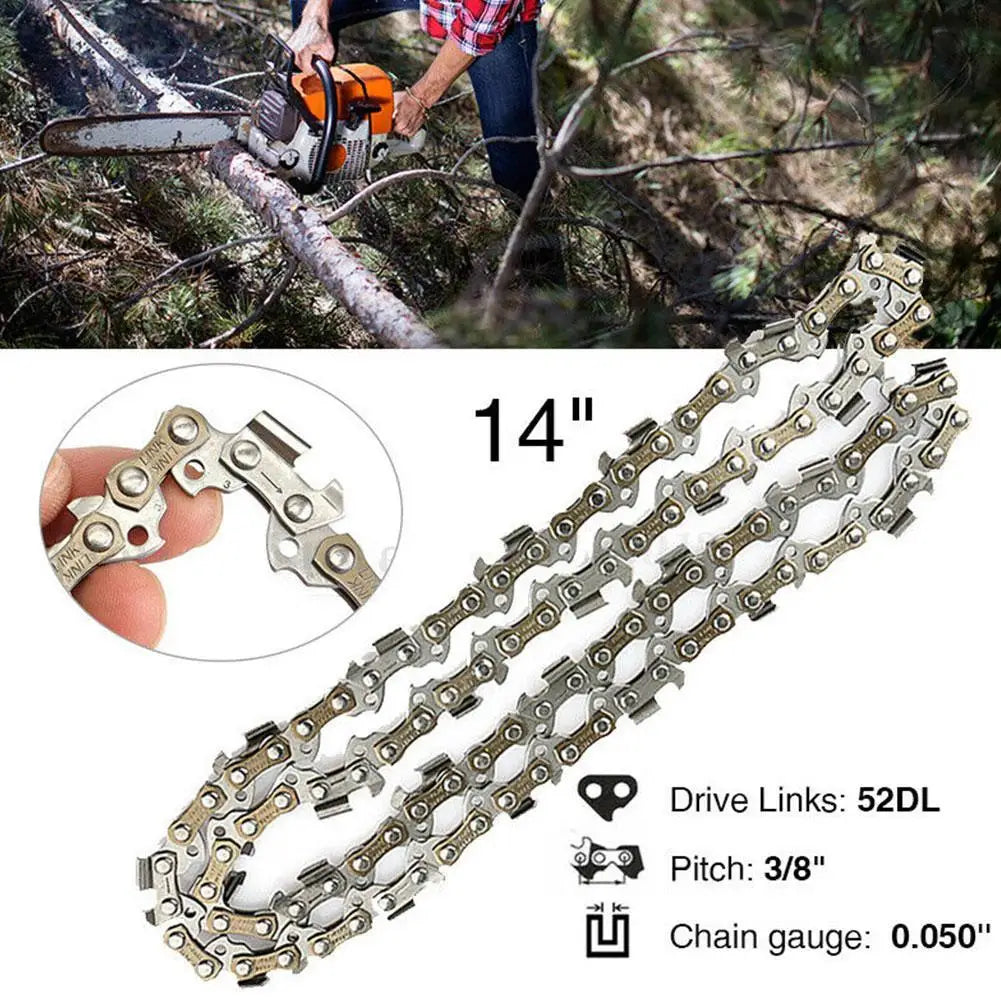 14" Chainsaw Chain 3/8" LP 52 Drive Links – Steel Replacement