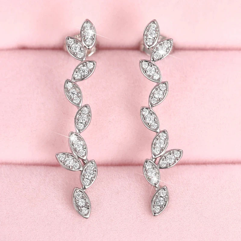 Huitan CZ Crystal Geometric Drop Earrings | Bridal Jewelry