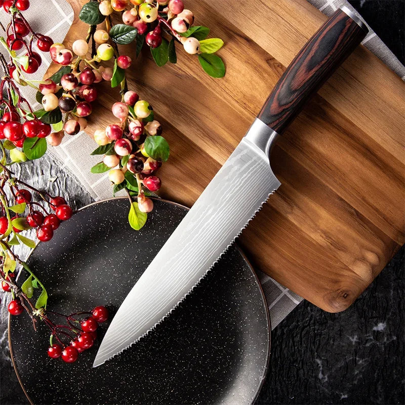 8-Inch Serrated Stainless Steel Bread & Kitchen Knife