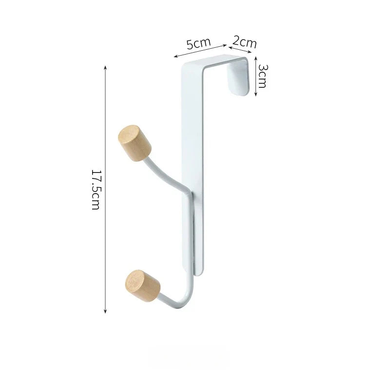 1 Over Door Hook Hanger White Sturdy Wooden Ends Clothes Towel Metal