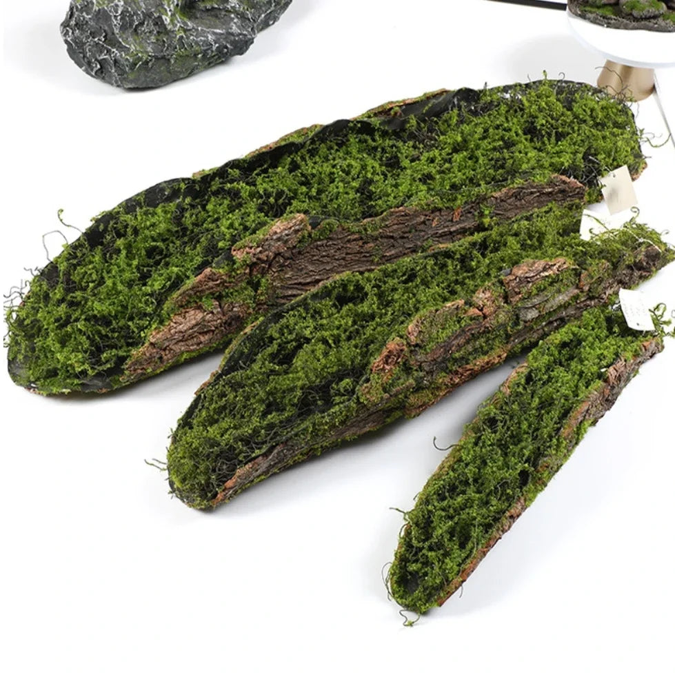 Imitation Bark Moss Planting Blocks | Faux Garden Green Decor