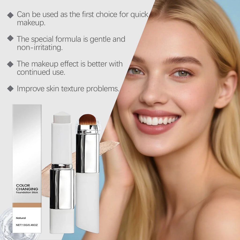 Color Changing Foundation Stick 2-in-1 Brush | Matte Waterproof