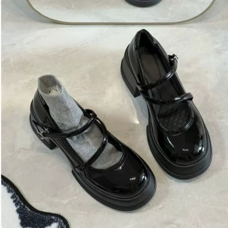 Women's Retro Mary Jane Pumps | Thick Square Heel & Buckle