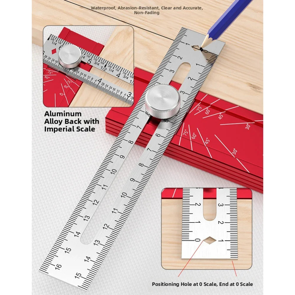 Adjustable Protractor Ruler – Multi-Angle Woodworking Tool