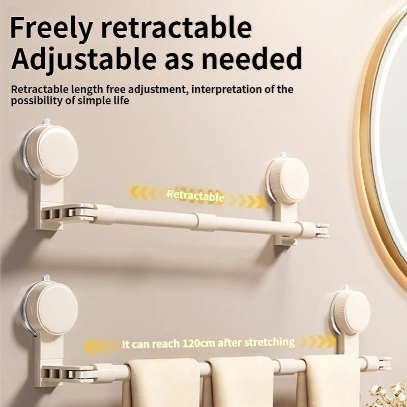 No-Drill Extendable Suction Towel Bar – Bathroom Shelf Rack