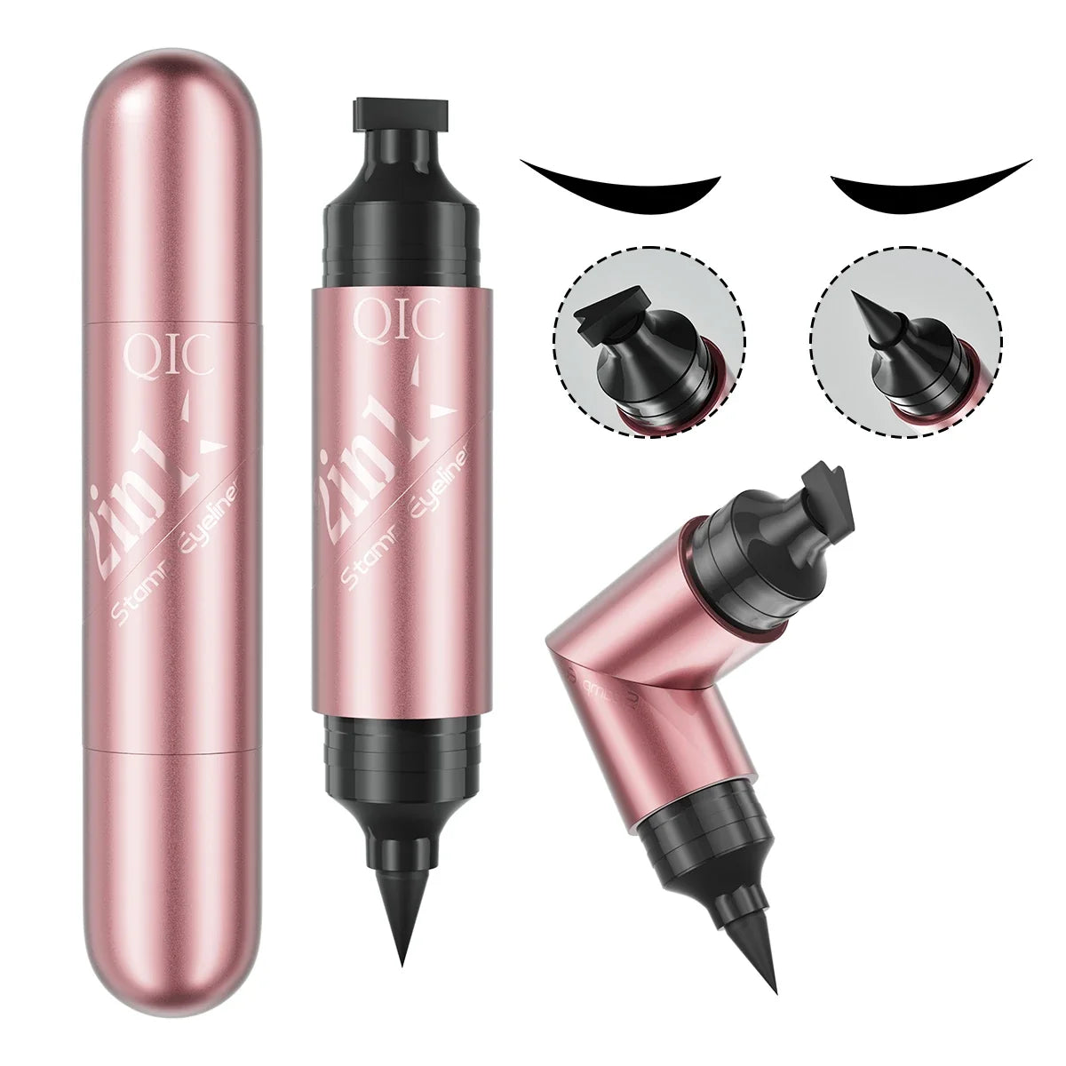 QIC 2-in-1 Stamp Eyeliner – Waterproof Quick-Dry Liquid Liner