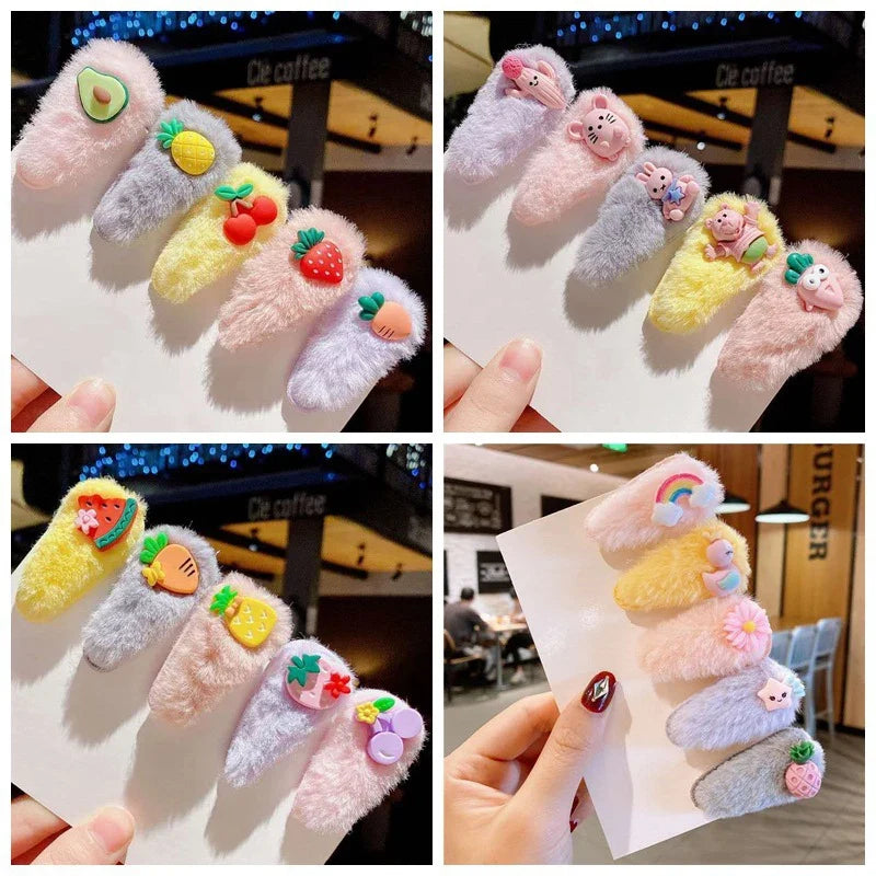 Cute Plush Hair Clips for Girls – Water Drop Barrettes 3-Pack