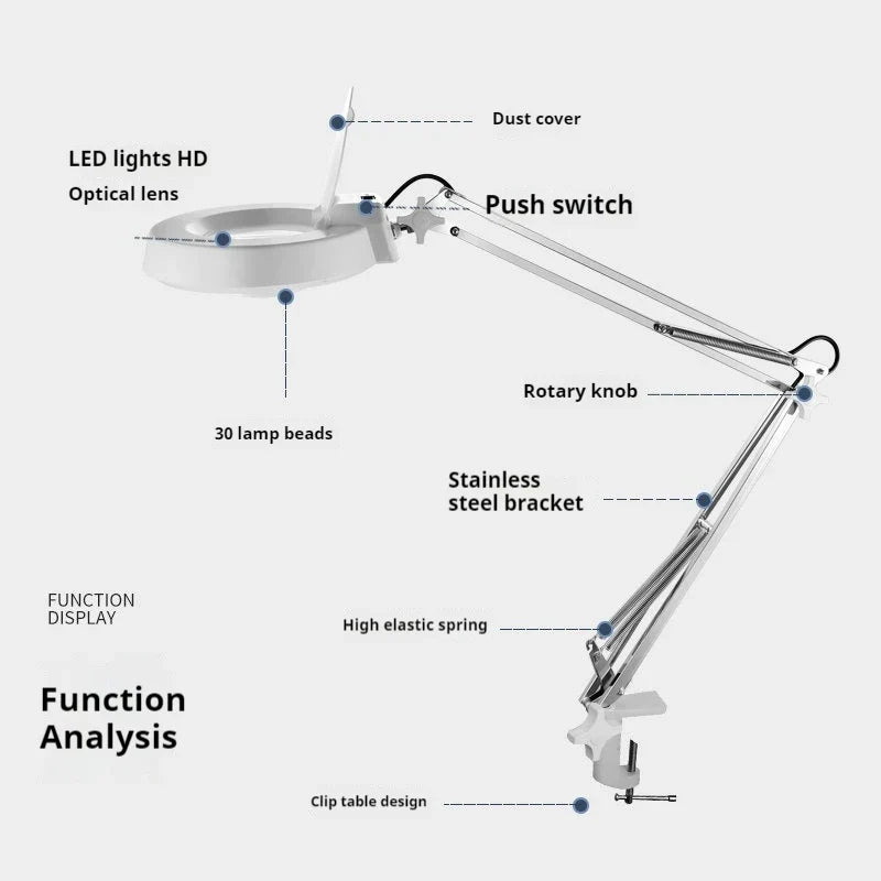 Clip-On LED Magnifying Glass 30X HD Lens – Electronics & Beauty