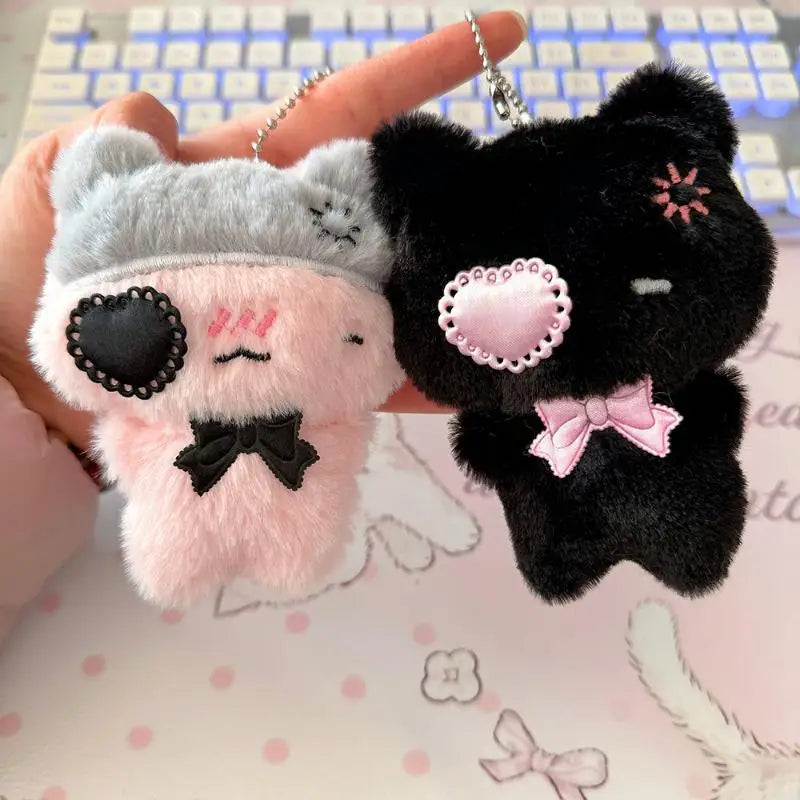 Kawaii Plush Cat Keychain – Cute Bag Charm & Backpack Pendant