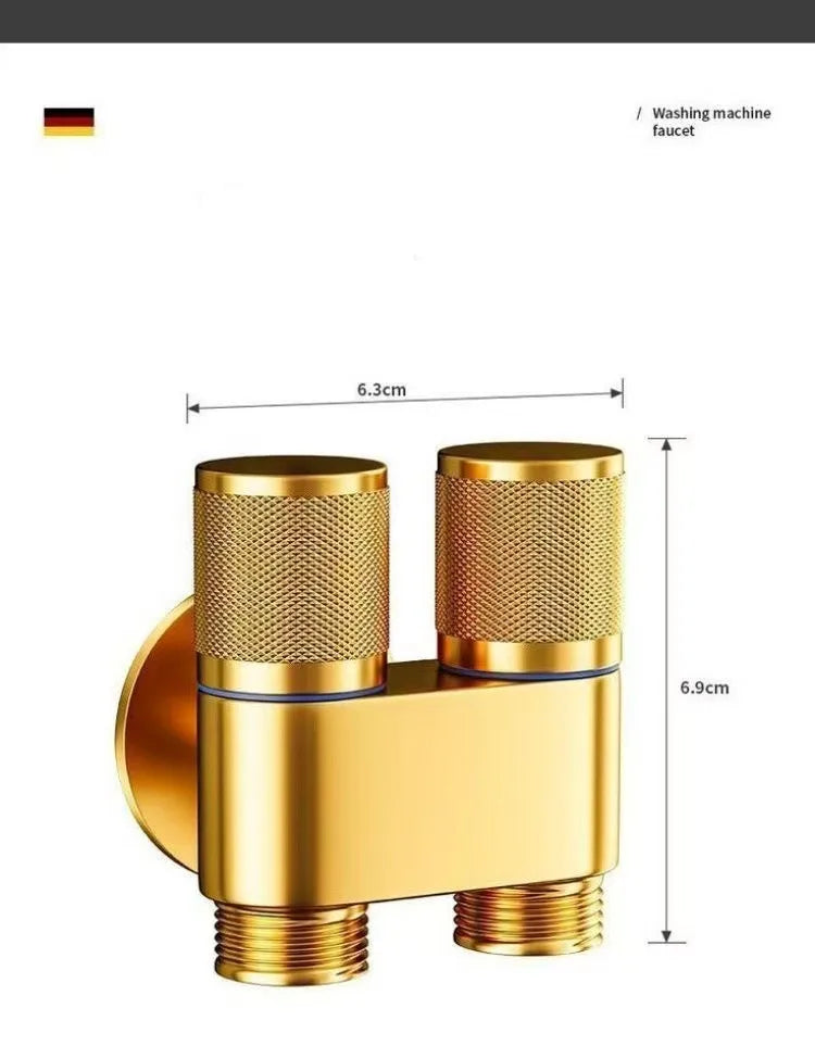 Dual Outlet Copper Tee Washing Machine Water Stop Valve