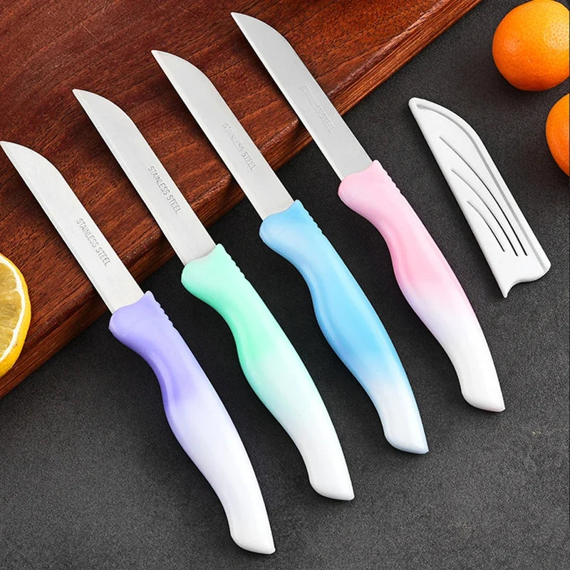 Gradient 4-Color Paring Knife Set with Sleeves | Kitchen Knives