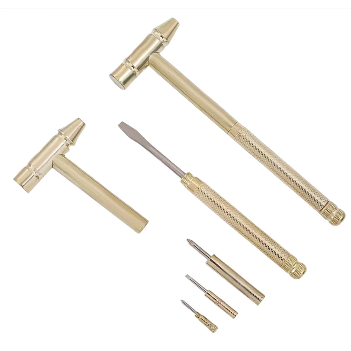 6-in-1 Mini Brass Hammer & Screwdriver Set | Repair Tool Kit