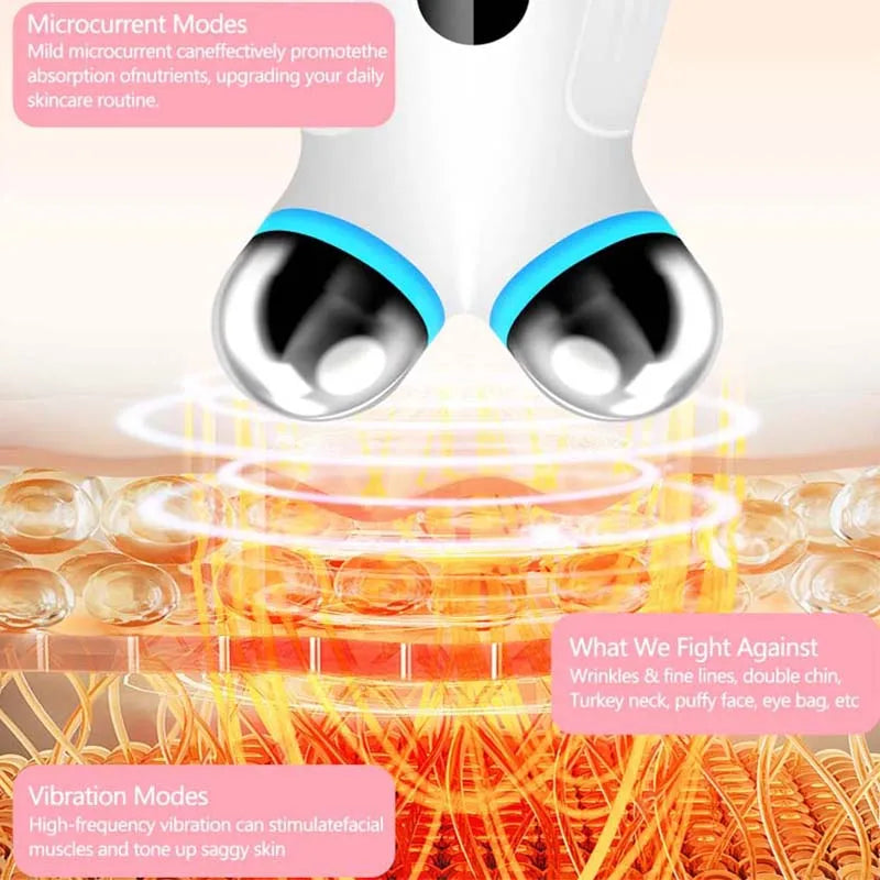 Microcurrent EMS Facial Lifting Device | Dual Roller Skin Toner