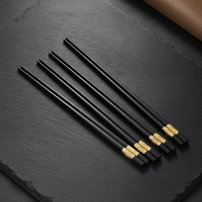Reusable Chopsticks 10 Pairs – Non-Slip, Heat Resistant Black Gold