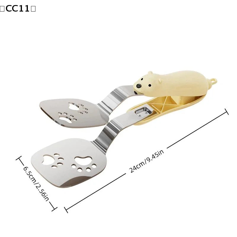 2-in-1 Stainless Steel Fish Spatula & Food Tongs | BBQ Kitchen