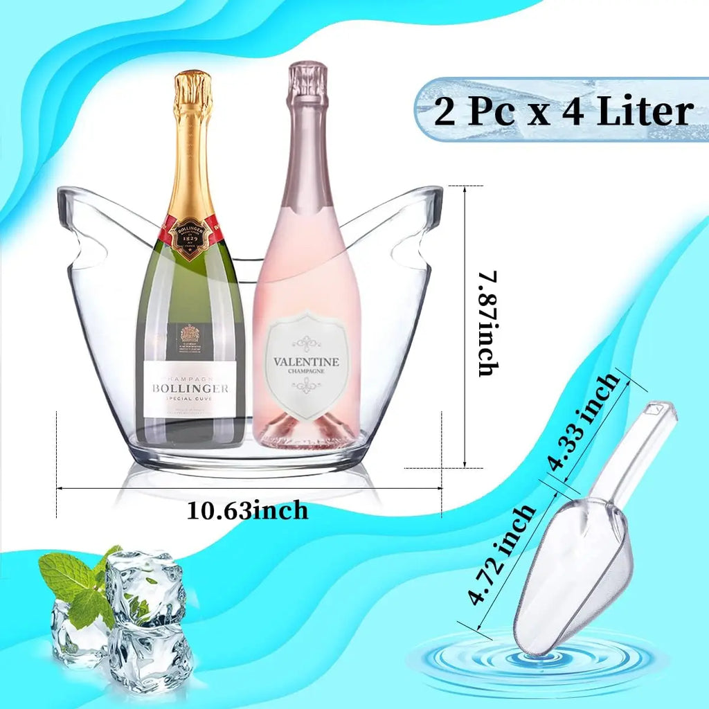 Ice Buckets Scoop Parties Clear Bucket 4 Liter Good 2 Champgne Beer