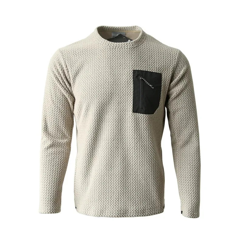 Men's Wave Texture Quick-Dry Long Sleeve Pullover Sweatshirt