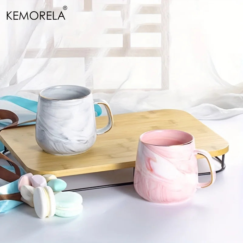 KEMORELA 400ml Gold-Rimmed Ceramic Coffee Mug | Gift Idea