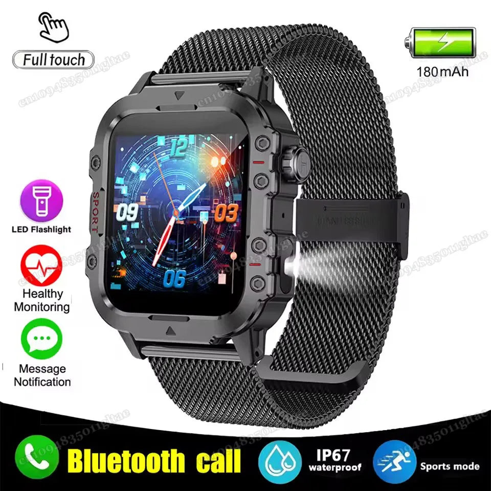 2026 Military Smart Watch Men 3ATM Outdoor Sports Fitness Tracker