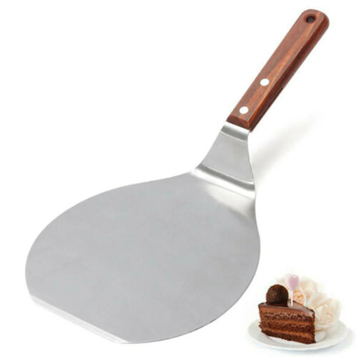 Stainless Steel Pizza Peel & Spatula with Wooden Handle