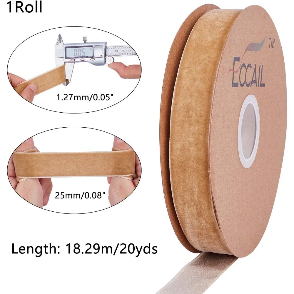 White Velvet Ribbon Single Sided 1 Inch – ~19 Yards Per Roll