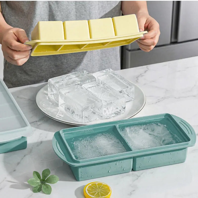 Large Silicone Ice Cube Tray with Lid – Soup Freezer Molds