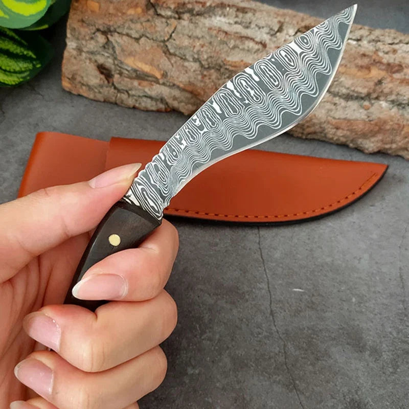 Damascus Stainless Steel Boning & Cleaver Knife + Sheath